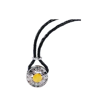 S&A S925 Silver With Amber Beeswax Inlay Fine Jade Necklaces Women's