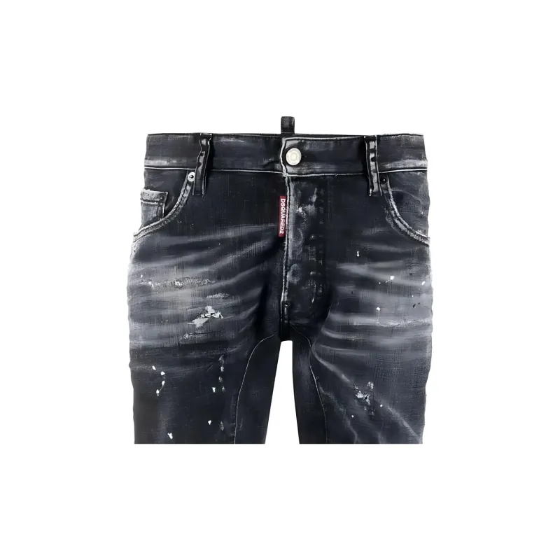 DSQUARED 2 Logo Patch Distressed Straight Leg Jeans-4