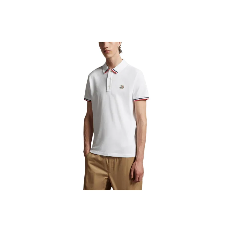 Moncler Logo Patch Short-Sleeved Polo Shirt White-1