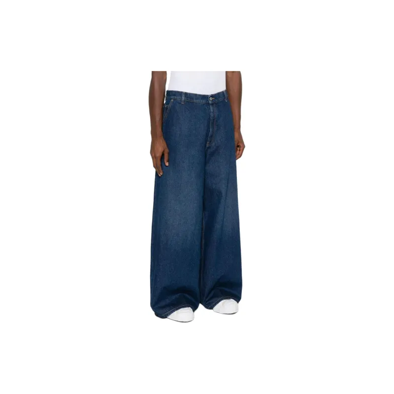 OFF WHITE Logo Embroidered Wide Leg Jeans-3
