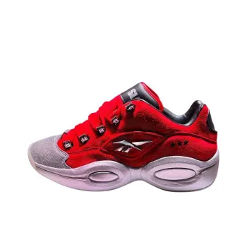 SLAM x Reebok Question Anti Slip Wear Resistant Low Top Basketball Shoes Unisex Red Silver
