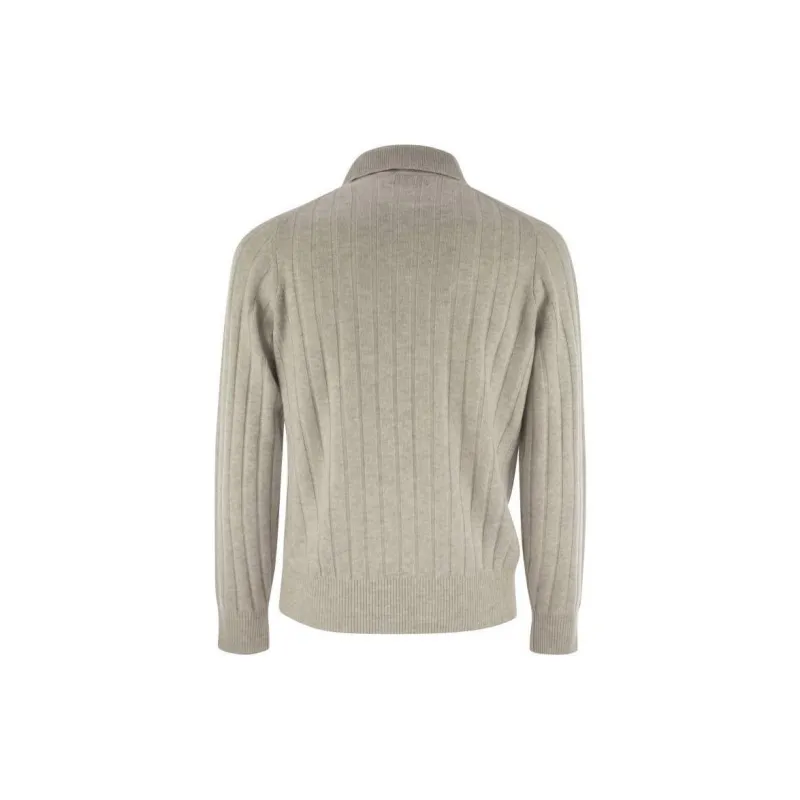 Brunello Cucinelli Long Sleeved Knitted Polo Jumper-1