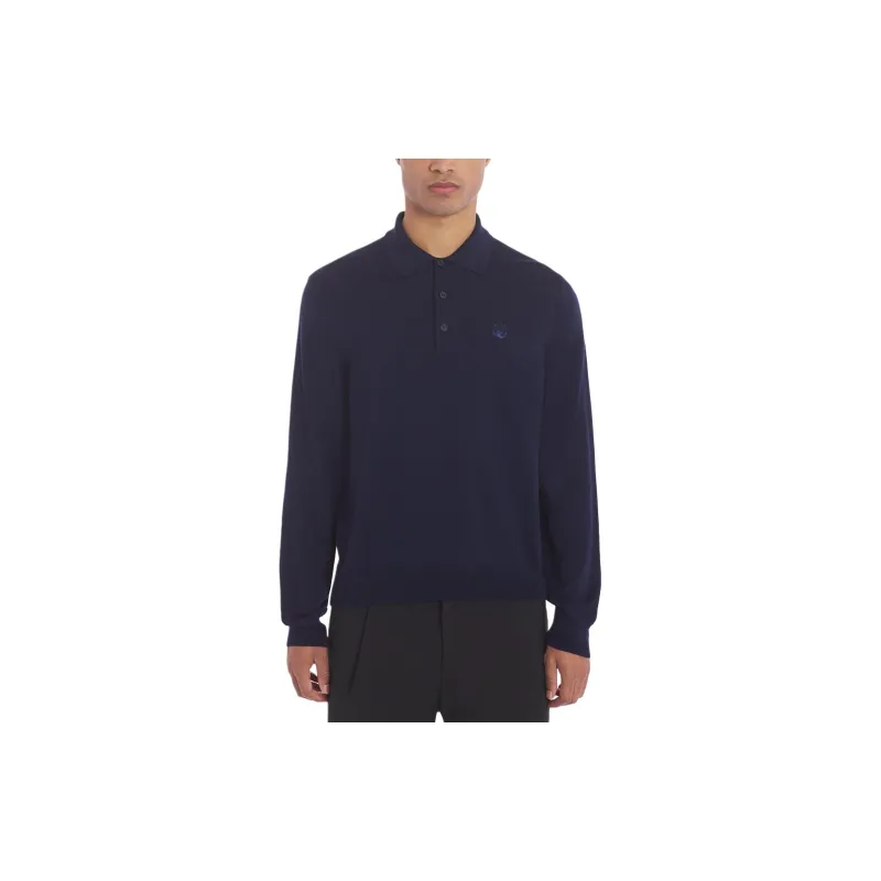 Maison Kitsune Fox Head Patch Fine Knit Polo Shirt-3