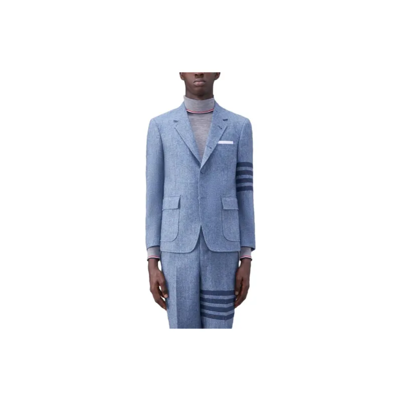 THOM BROWNE Stripe Detailed Single Breasted Tailored Blazer-3