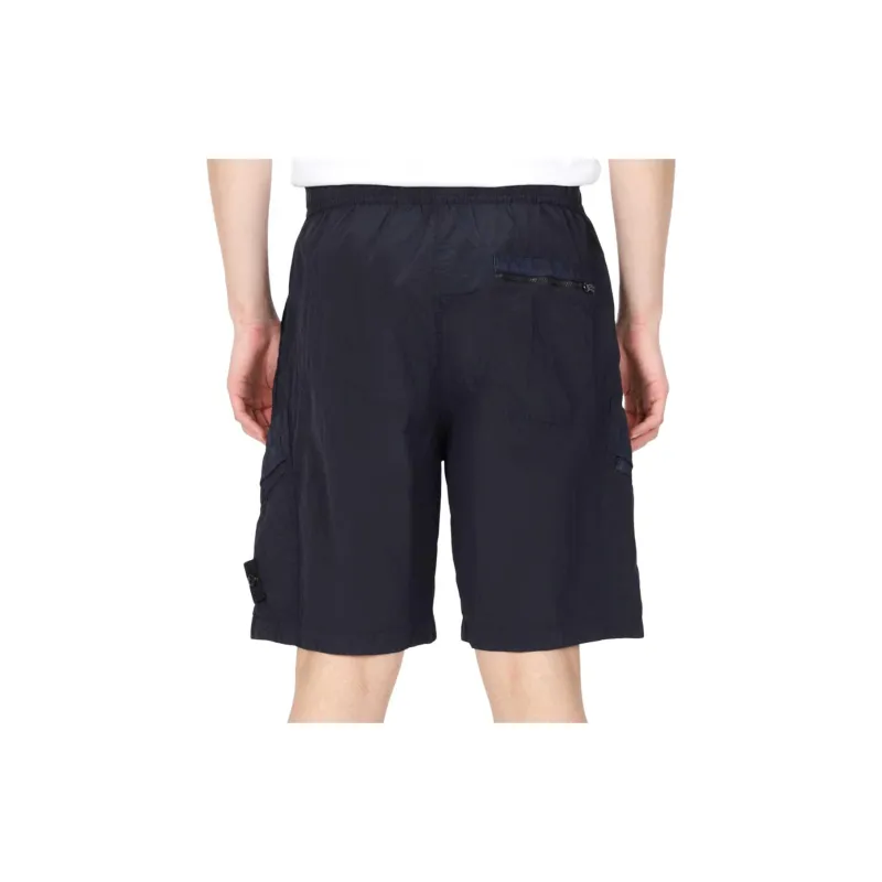 STONE ISLAND Logo Patch Elasticated Waist Shorts-3