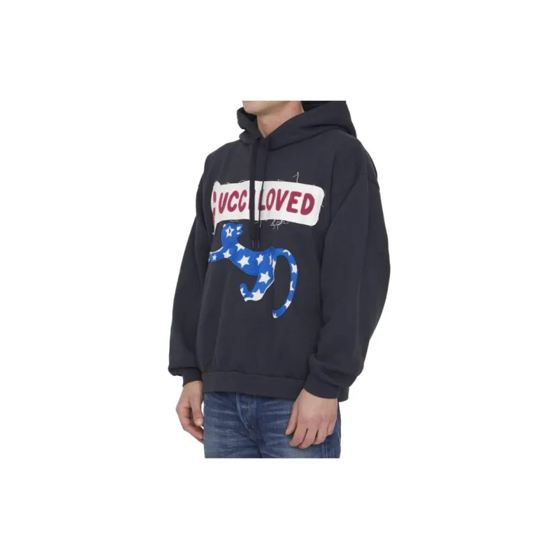 GUCCI Logo patch Cotton Hoodie-4