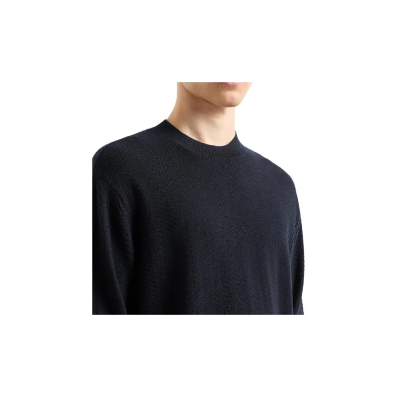 EMPORIO ARMANI Mock neck Jumper In Virgin Wool With A Micro textured Weave-5