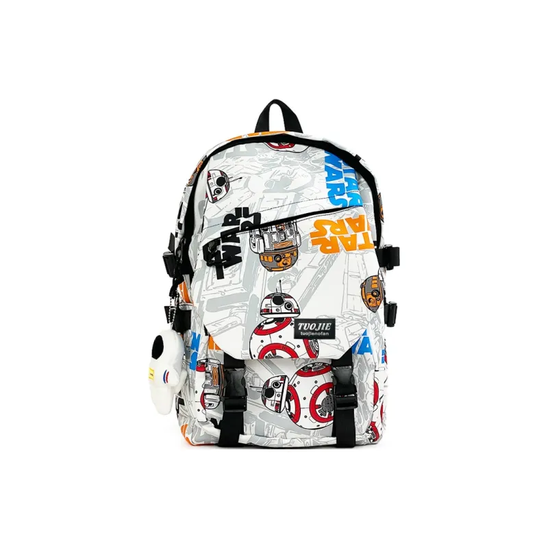 SURELAPTOP Nylon Backpack Unisex Black/Blue & White/Orange & White-38