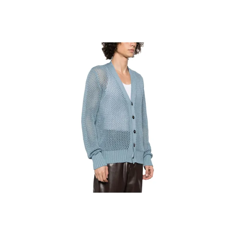 Tagliatore V-neck Crochet-knit Cotton Cardigan-3