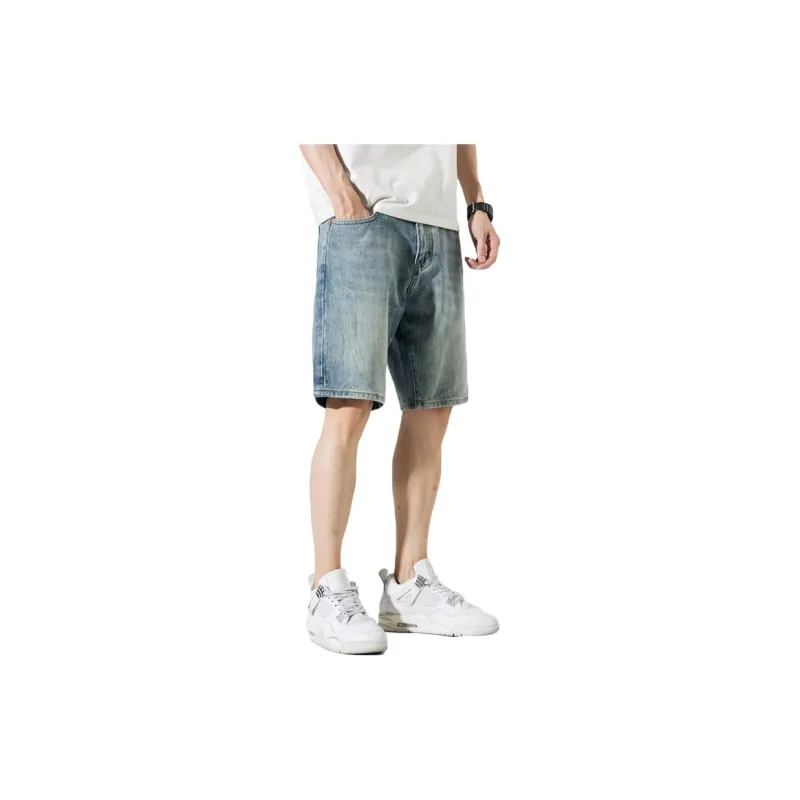 FAIRWHALE Denim Shorts Unisex Denim Blue-4