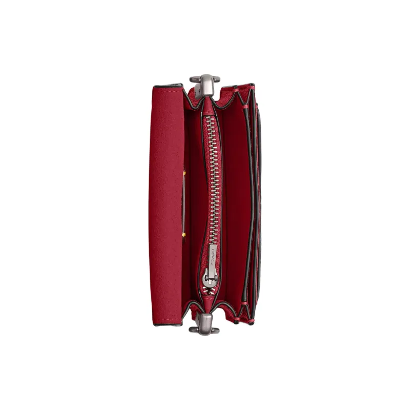 COACH Tabby Litchi Grain Leather Messenger Bag, Shoulder Bag, Crossbody Bag, Handbag Mini Women's Ruby-3