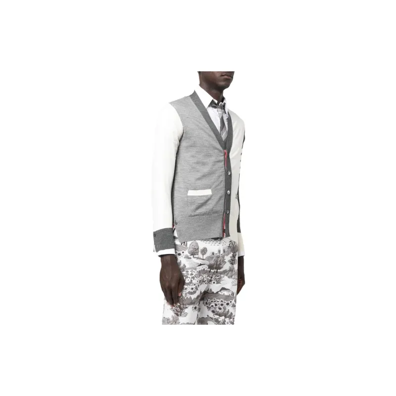 THOM BROWNE Colour Block Buttoned Cardigan-3