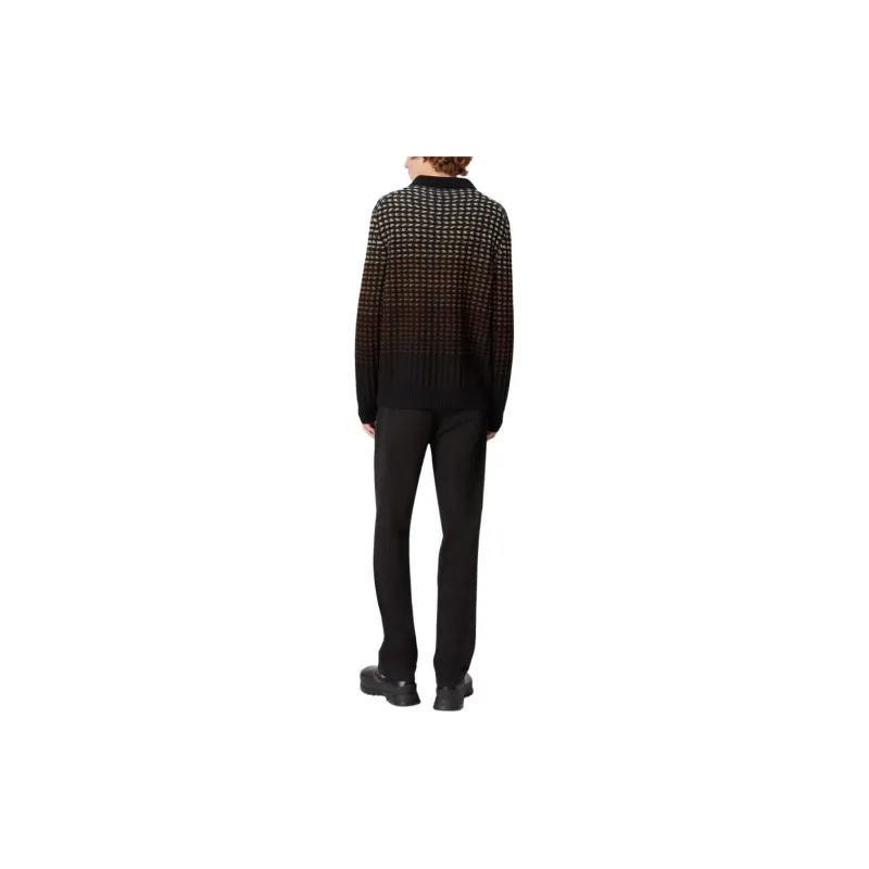 MISSONI Textured Knit Long Sleeved Polo Shirt-1