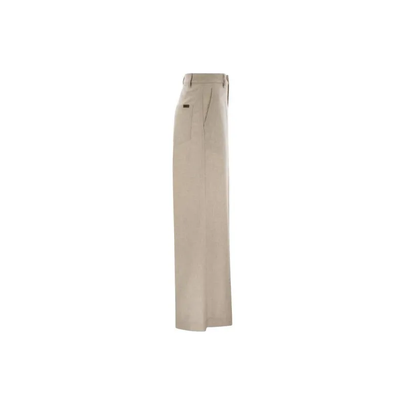 Brunello Cucinelli High Waist Wide Leg Tailored Trousers-2