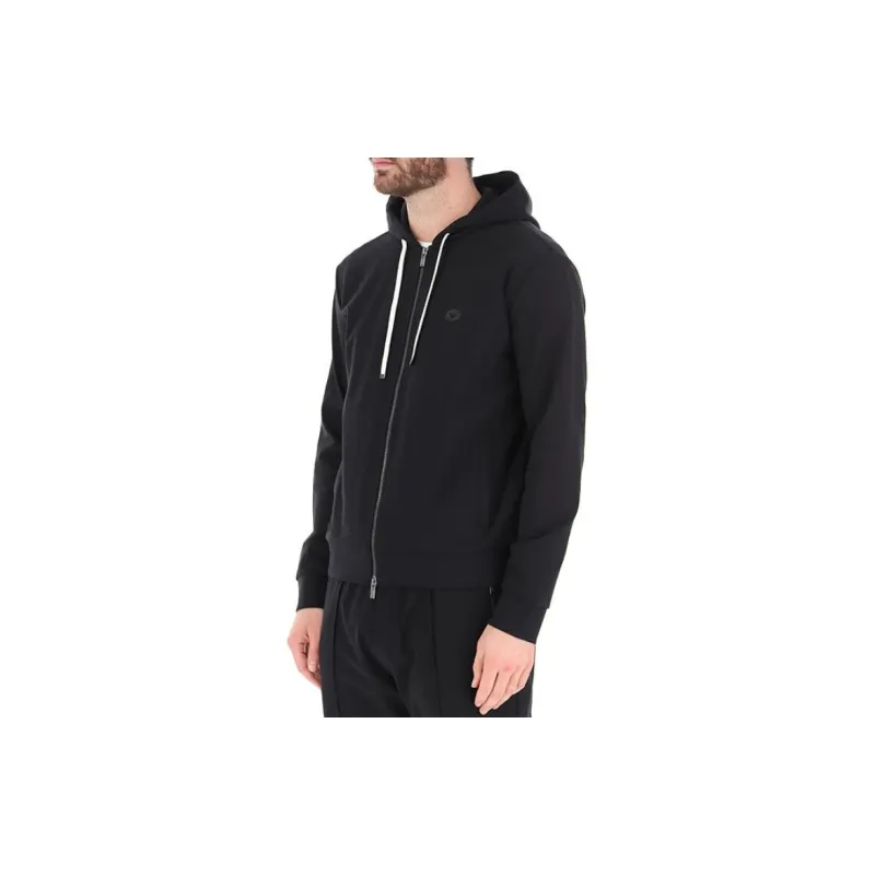 EMPORIO ARMANI Logo Patch Zipped Drawstring Hoodie-5