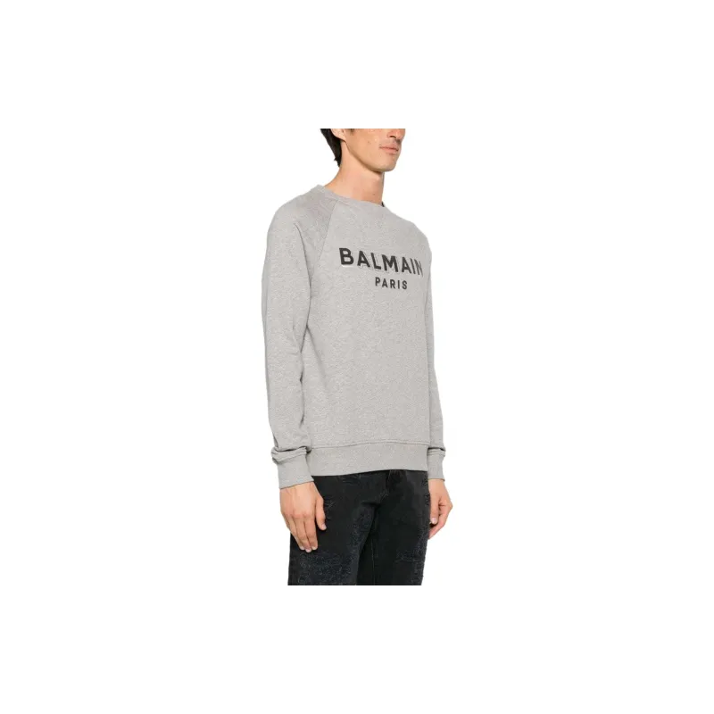 BALMAIN Logo flocked Mélange Sweatshirt-3