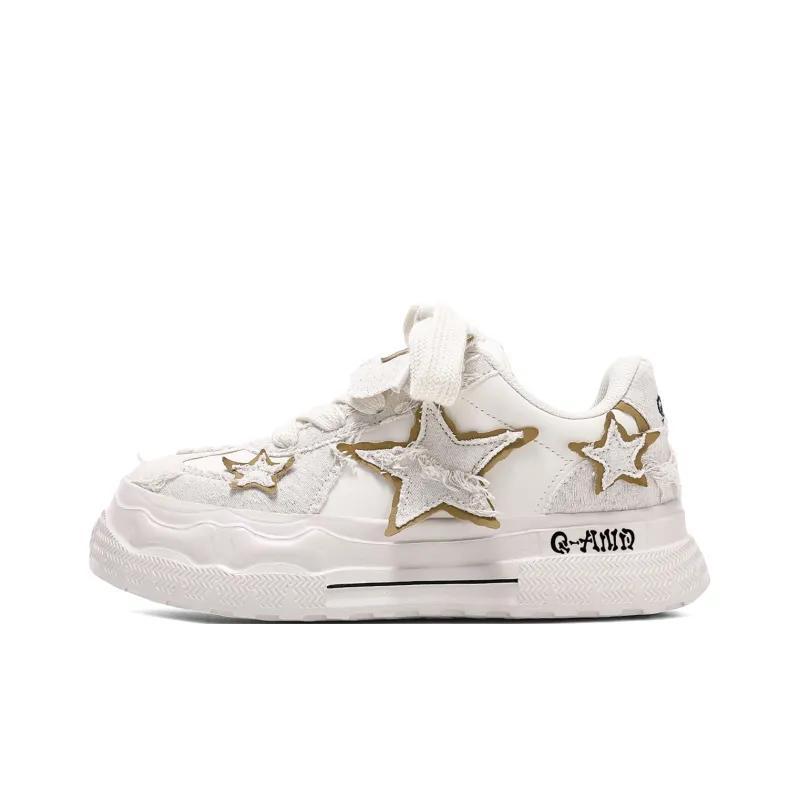 Q AND Coverage Slip Resistant, Abrasion Resistant, Height Increasing Low Top Skateboard Shoes Unisex Beige-1