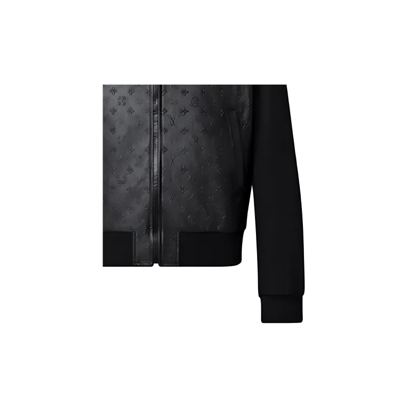 LOUIS VUITTON Monogram Embossed Leather And Wool Blouson-4