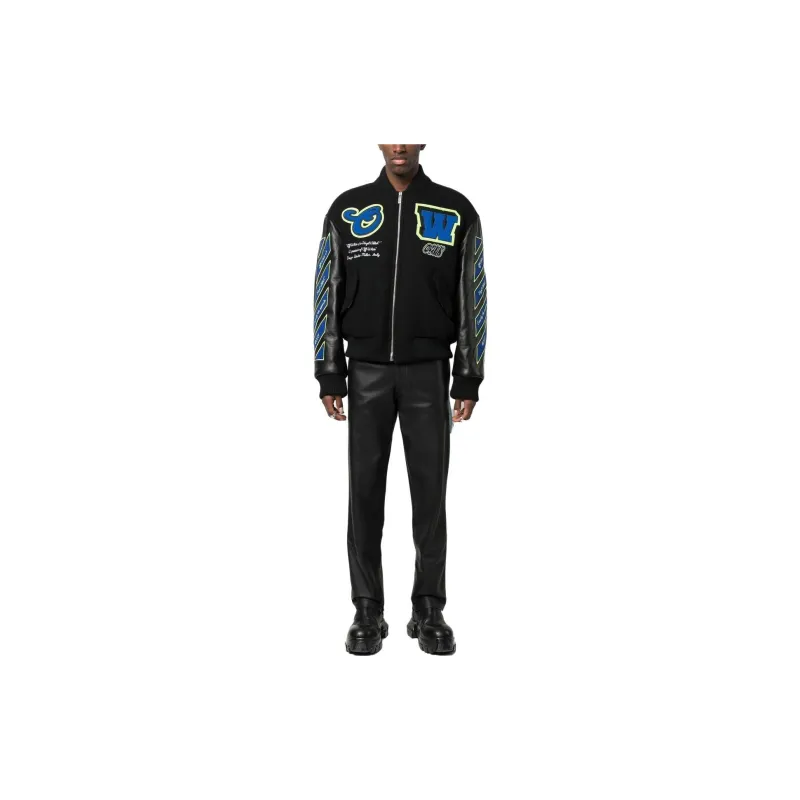 OFF WHITE Logic Patch Varsity Jacket-1