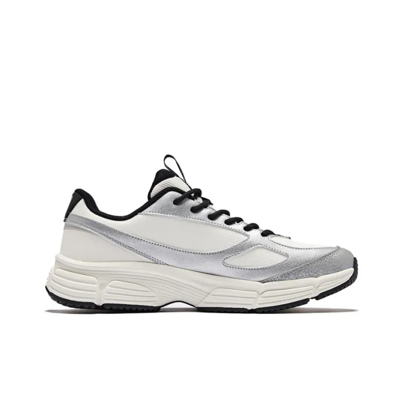 Erke Grandiose Wear Resistant Height Increasing Low Top Casual Shoes Men's Microcrystal White Bright Silver-1