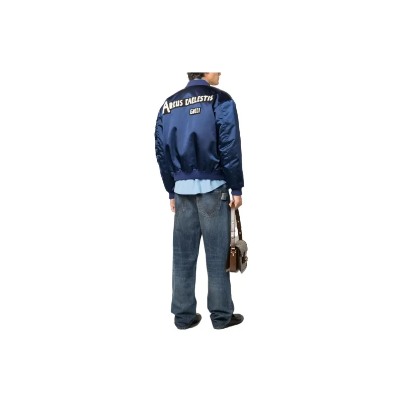 GUCCI Slogan patch Padded Bomber Jacket-3