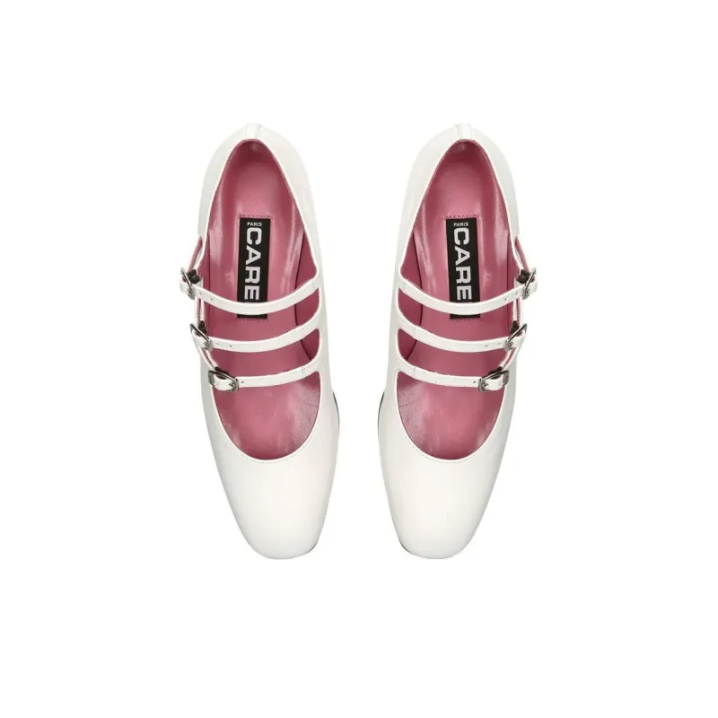 Carel Ariana Chunky Heel Mary Jane Shoes Women's White-3
