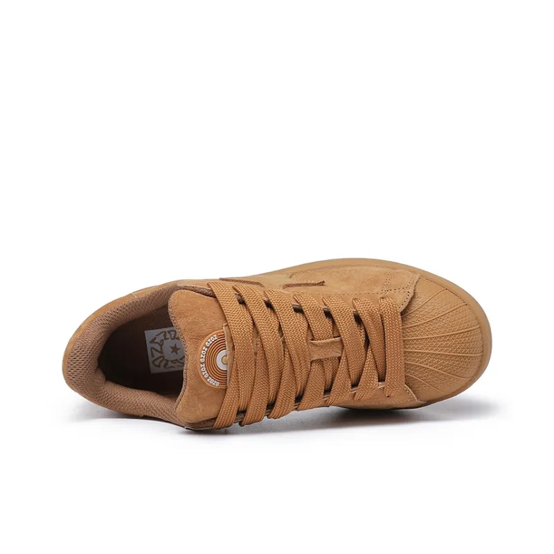 GZOZ Anti Slip Wear Resistant Low Top Skateboard Shoes Unisex Wheat-4