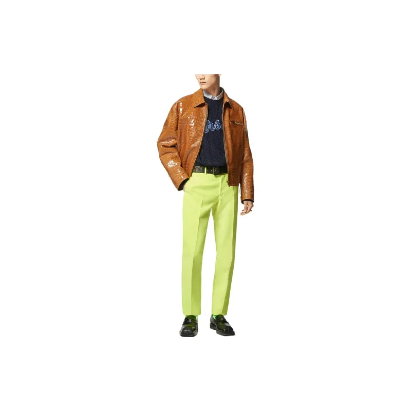 VERSACE Casual Pants Men Yellow Green-1