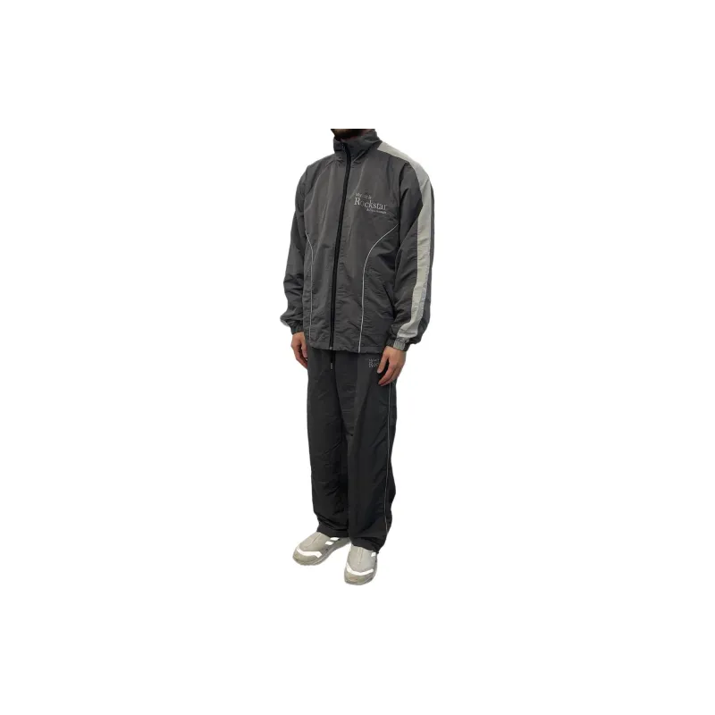 JOEGUSH My Cat Is Rockstar Nylon Track Jacket Jackets Coats Unisex Charcoal/Charcoal Gray-2