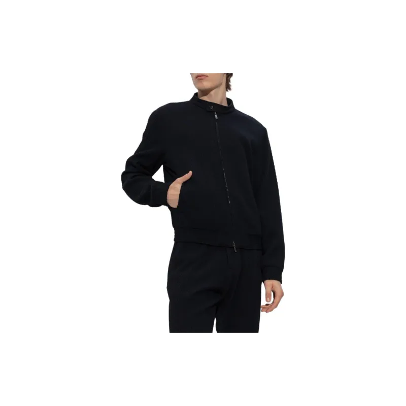 EMPORIO ARMANI Blouson In 3D effect Virgin wool Stretch Jersey Knit-3