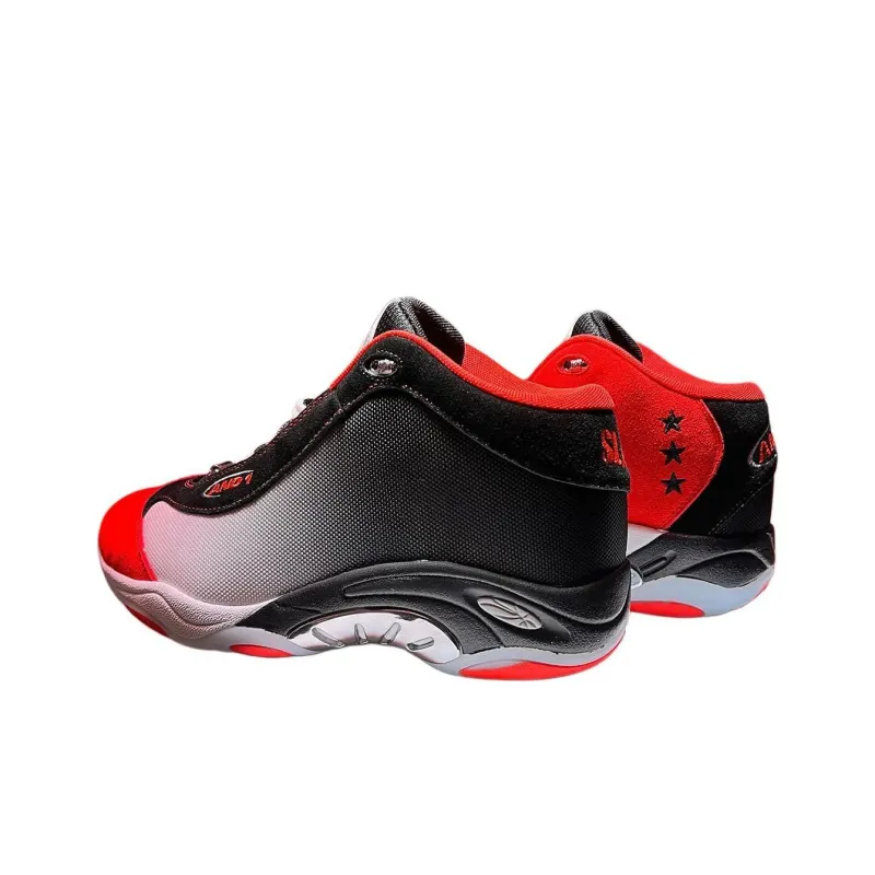 SLAM x AND1 Anti-Slip Wear-Resistant Mid-Top Basketball Shoes Unisex Red White-3