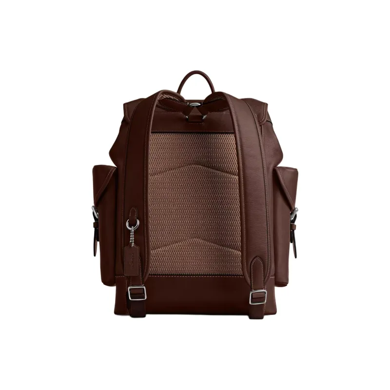 COACH Hitch Natural Grain Leather Backpack Tubas Men's Maple-2