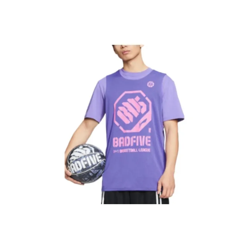 LiNing Badfive Basketball Jerseys Men's Fluorescent Blue Purple Black-2