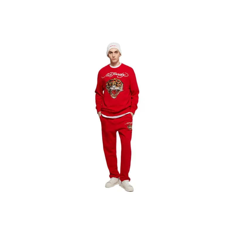 Ed Hardy Sweatshirts Men Warm Neon Rose Red E1OWM068-2