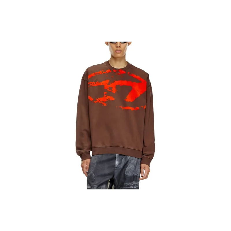 DIESEL S Boxt N5 Distressed Flocked Logo Sweatshirt-2