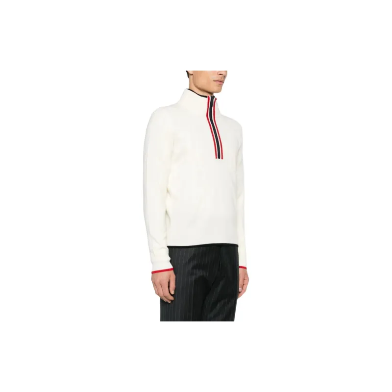 THOM BROWNE Zip Detailed Funnel Neck Pullover-3