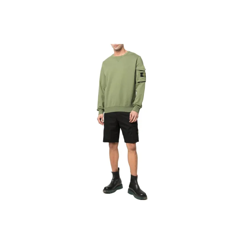 STONE ISLAND Logo Patch Mid Rise Cargo Shorts-3
