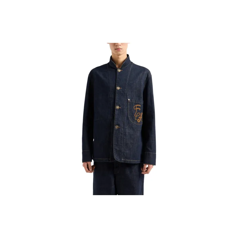 EMPORIO ARMANI Logo embroidered Denim Jacket-1