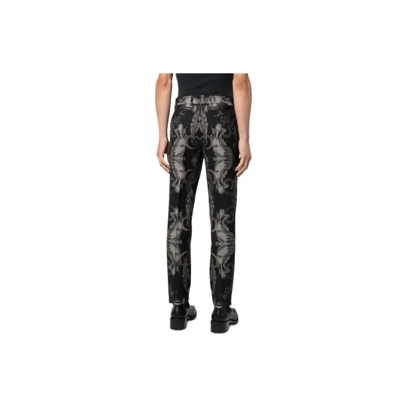 VERSACE Silver Baroque Wool Trousers-2