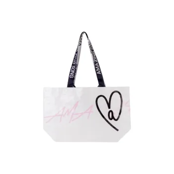 AMAZING SONG Polypropylene Tote Bag Shopping Bag Handbag Shoulder Bag Small Size Women's Soft White/Soft Pink