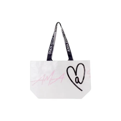 AMAZING SONG Polypropylene Tote Bag Shopping Bag Handbag Shoulder Bag Small Size Women's Soft White/Soft Pink