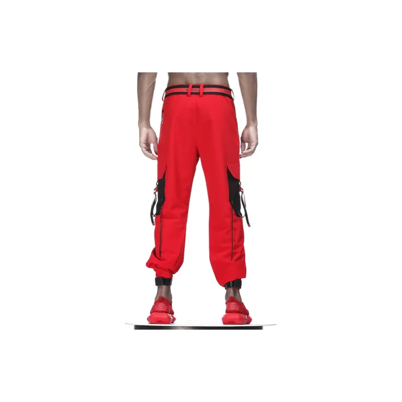 NORVINCY Mountaineering Travel Bright Color Trendy Pants Unisex Red-4