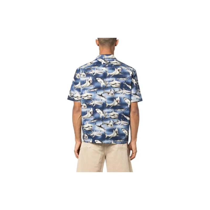 PALM ANGELS Sharks Bowling Shirt-2