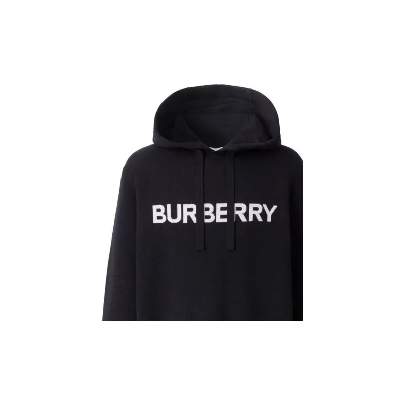 Burberry Logo Intarsia Ribbed Trim Hoodie-4