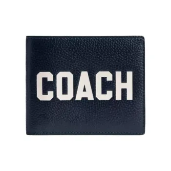 COACH 3 IN 1 Wallet Polished Pebbled Leather Wallet Mini Men's Marine Blue