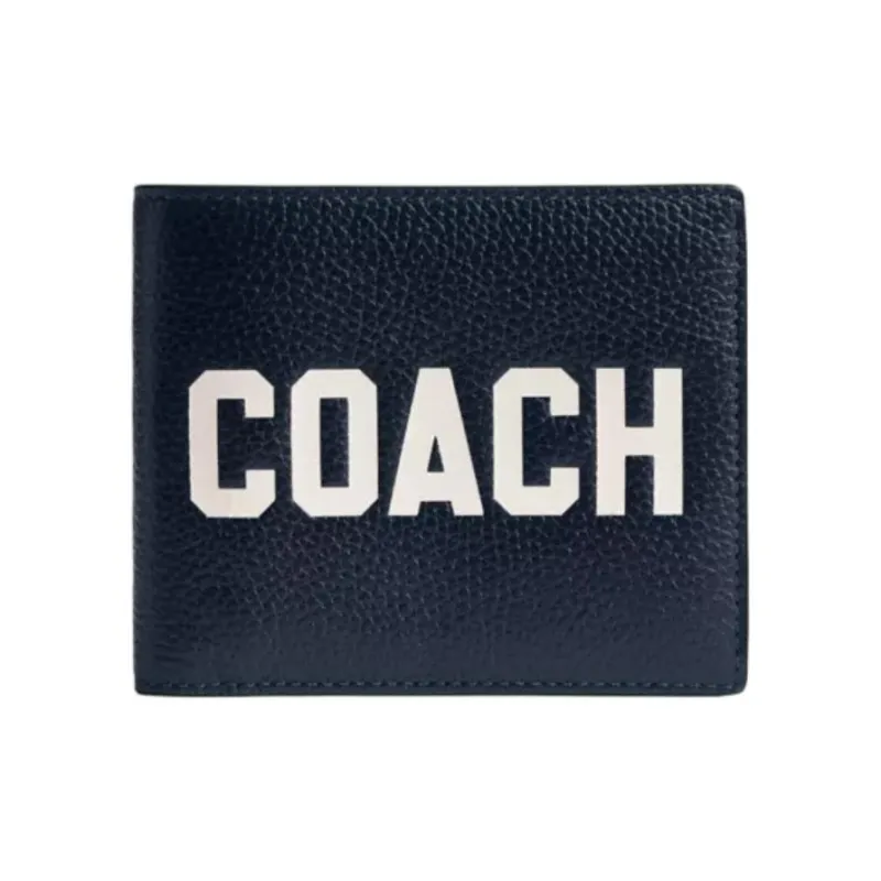 COACH 3 IN 1 Wallet Polished Pebbled Leather Wallet Mini Men's Marine Blue-0