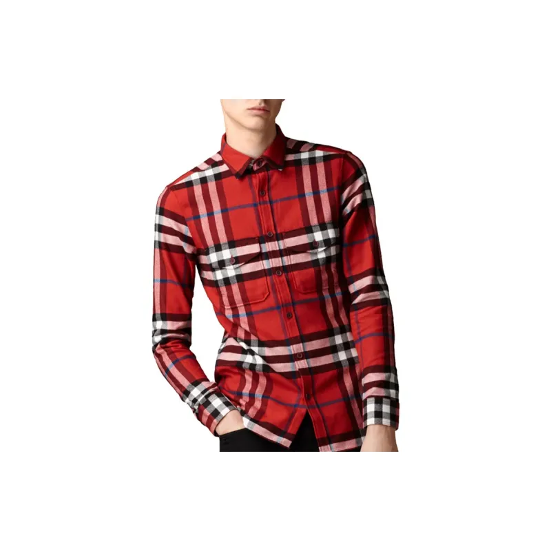 Burberry Shirts Men Red-2