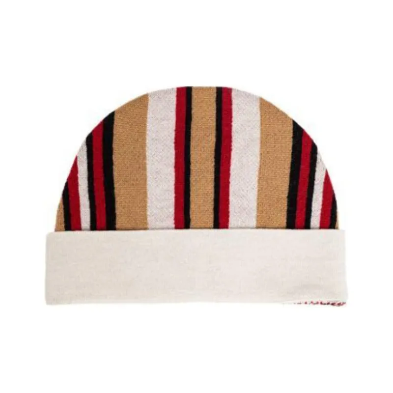 MOSCHINO Logo Intarsia Knit Striped Beanie-1