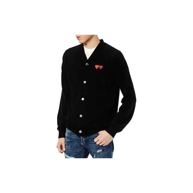 Comme Des Garcons Play Double Heart Cardigan Sweater-4