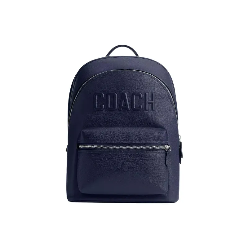 COACH Charter Leather Backpack Tubas Men's Dark Blue-0